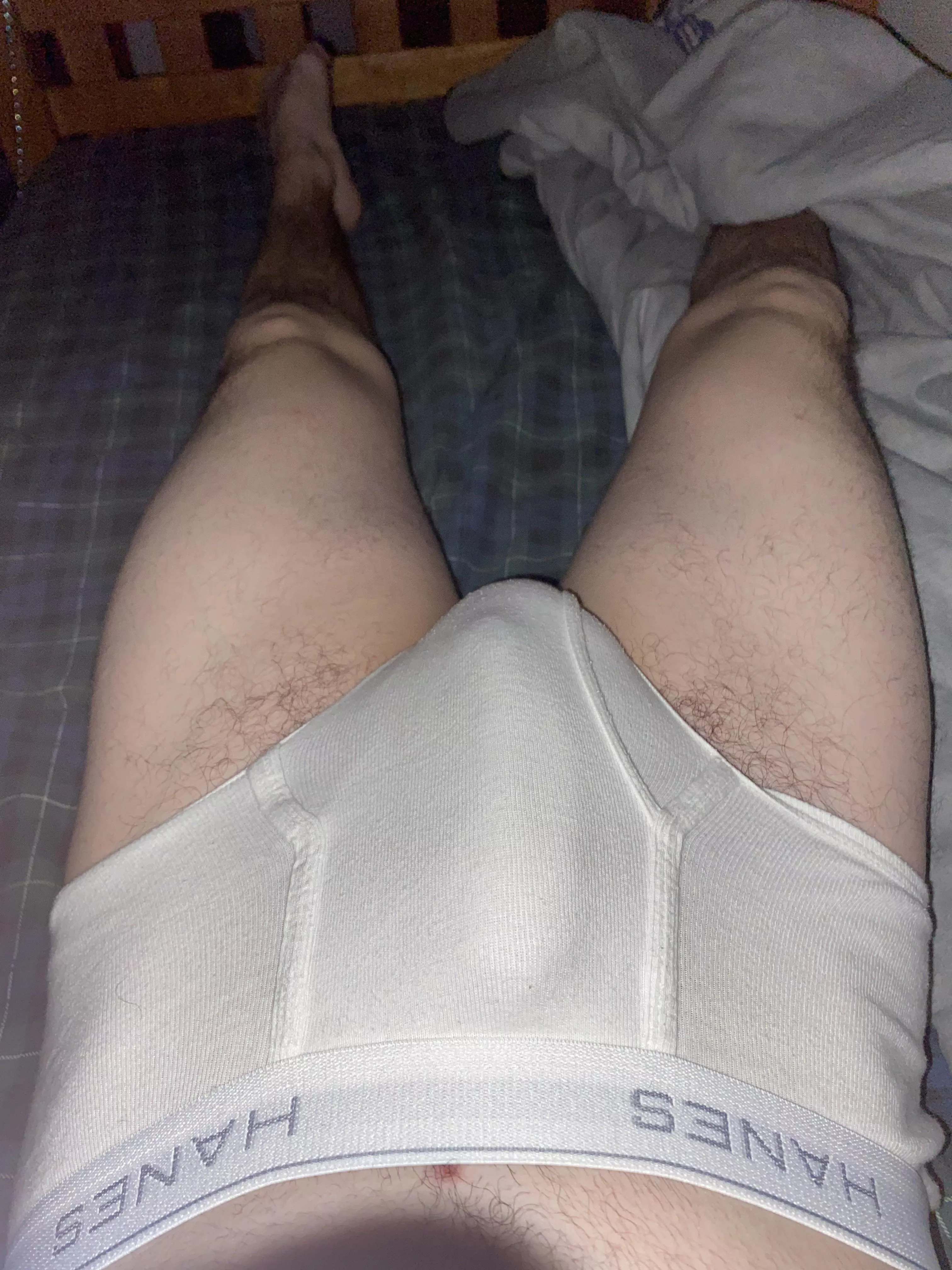 My erect penis in my briefs from last night