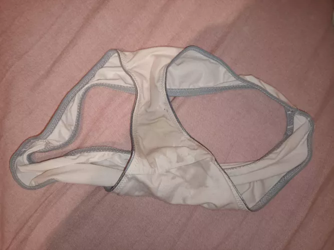 My soaked panties after I [F54] got creampied and wearing it with proud