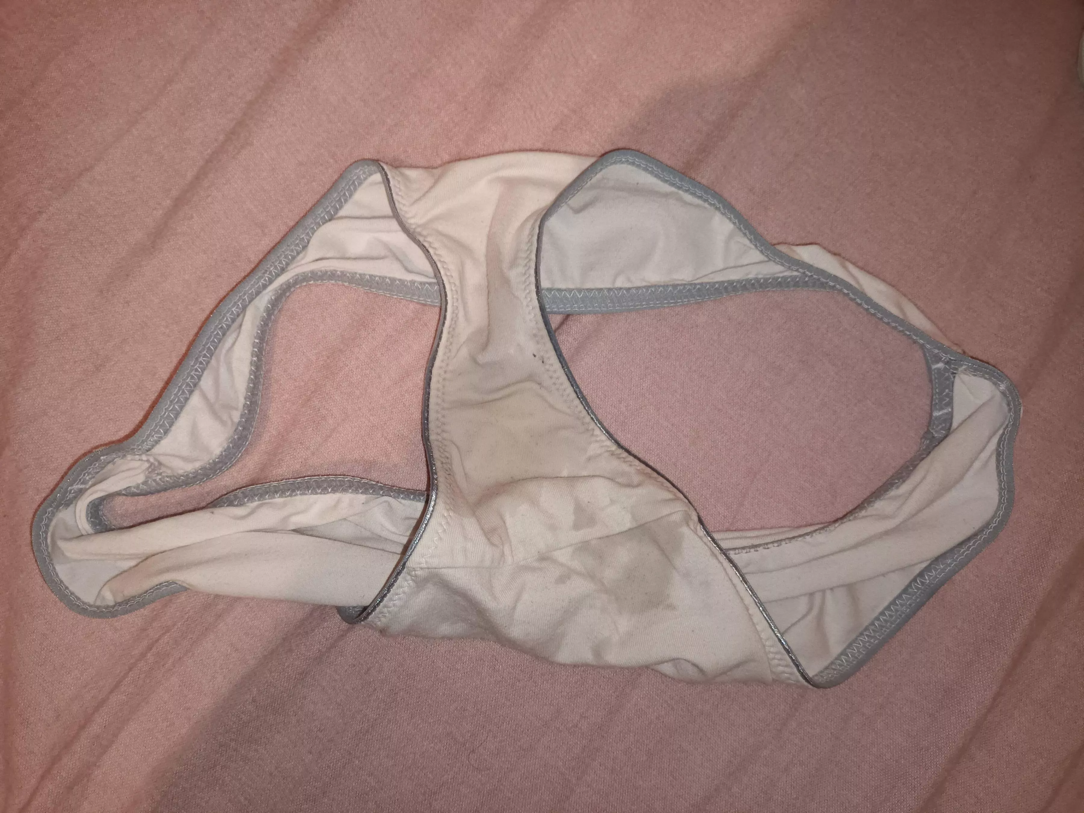 My soaked panties after I [F54] got creampied and wearing it with proud