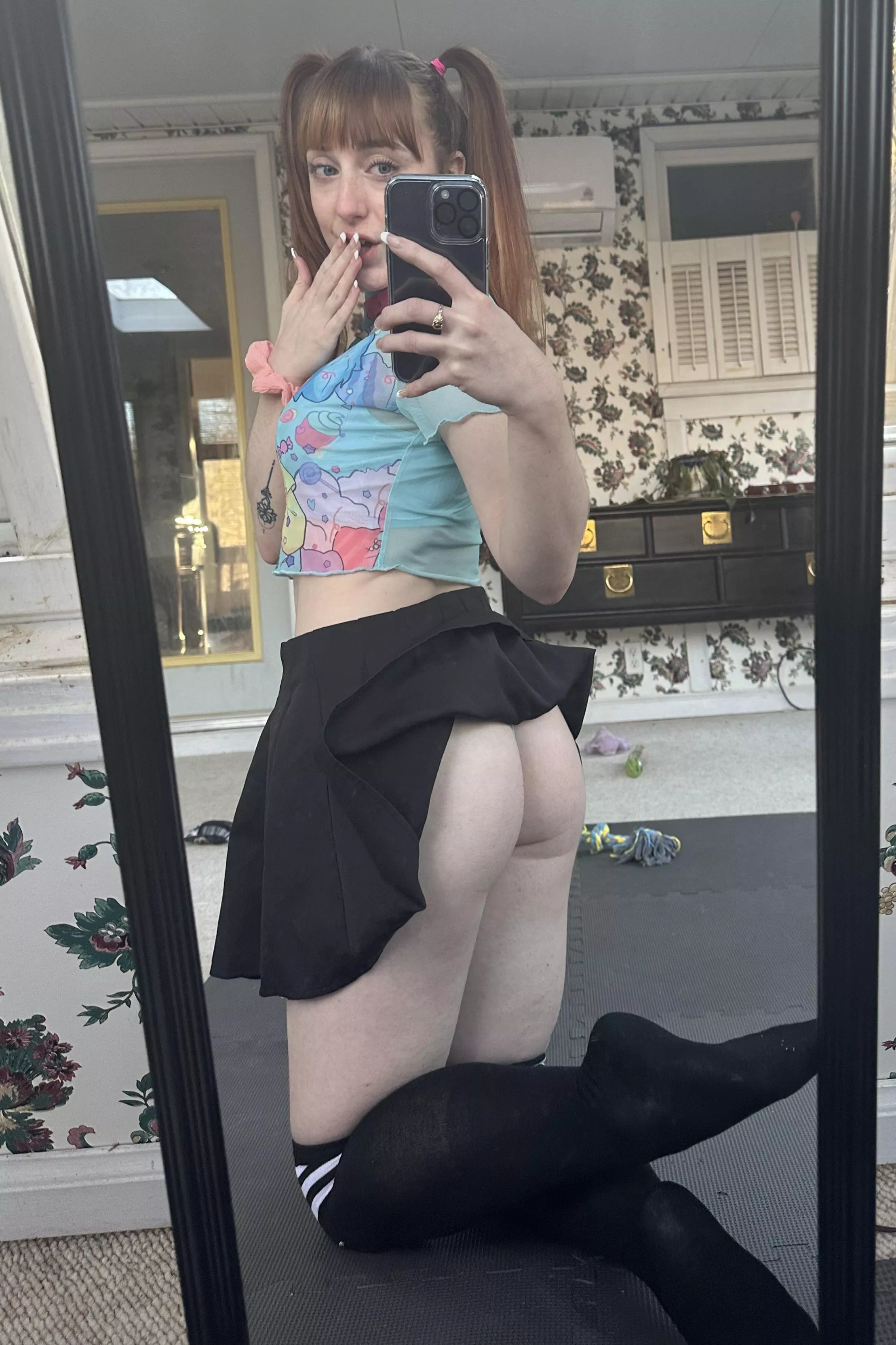 Oops! My skirt flew up *blushing*