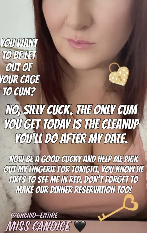 Pick my lingerie and make our dinner reservation. I’ll bring you home some dessert 😏💋