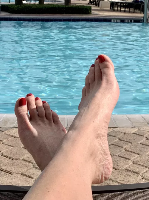 Poolside feet. Red in my new favorite color!