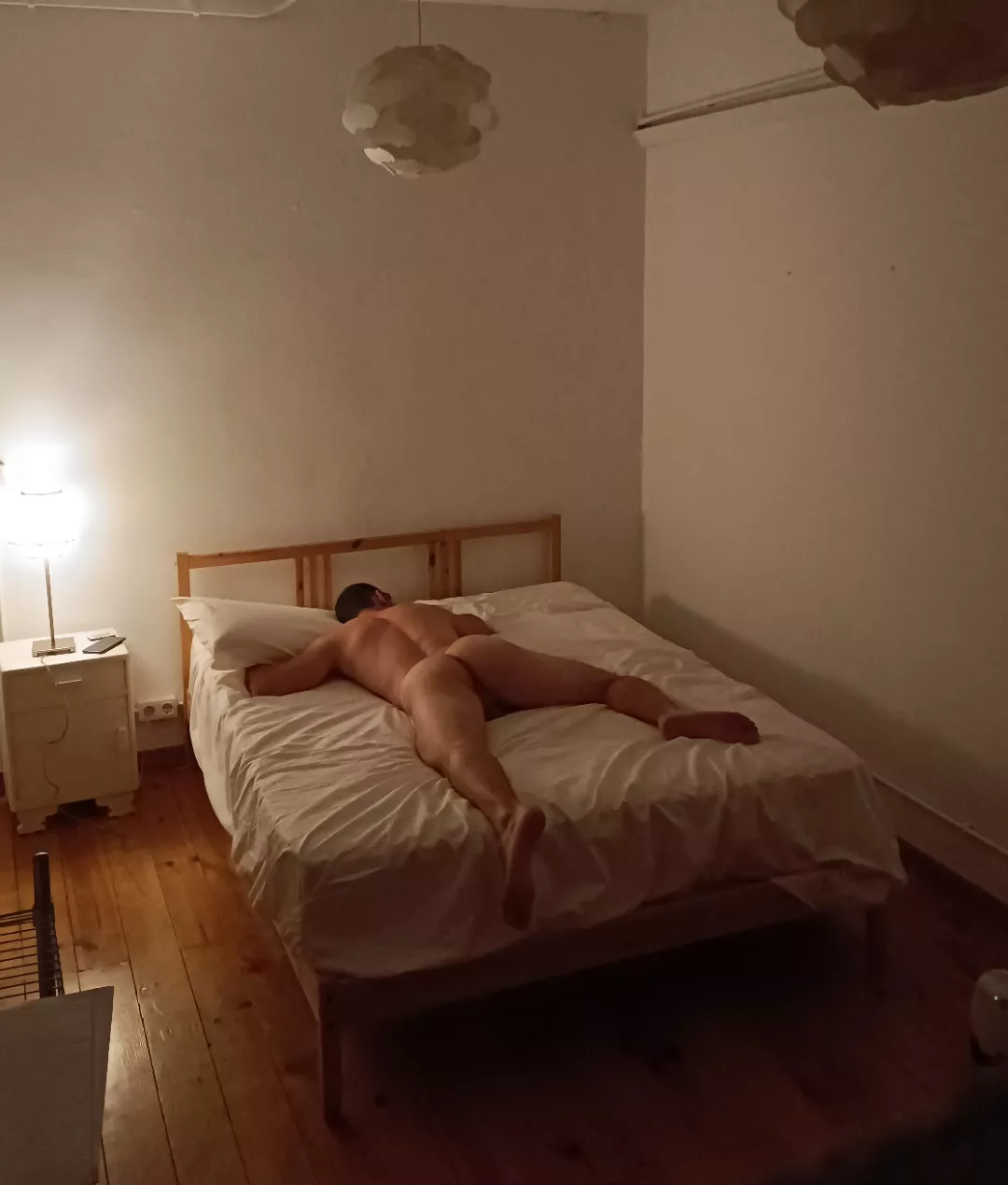 Tired at home after late night gym session