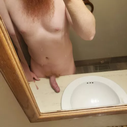 You sitting on the counter or bent over it?