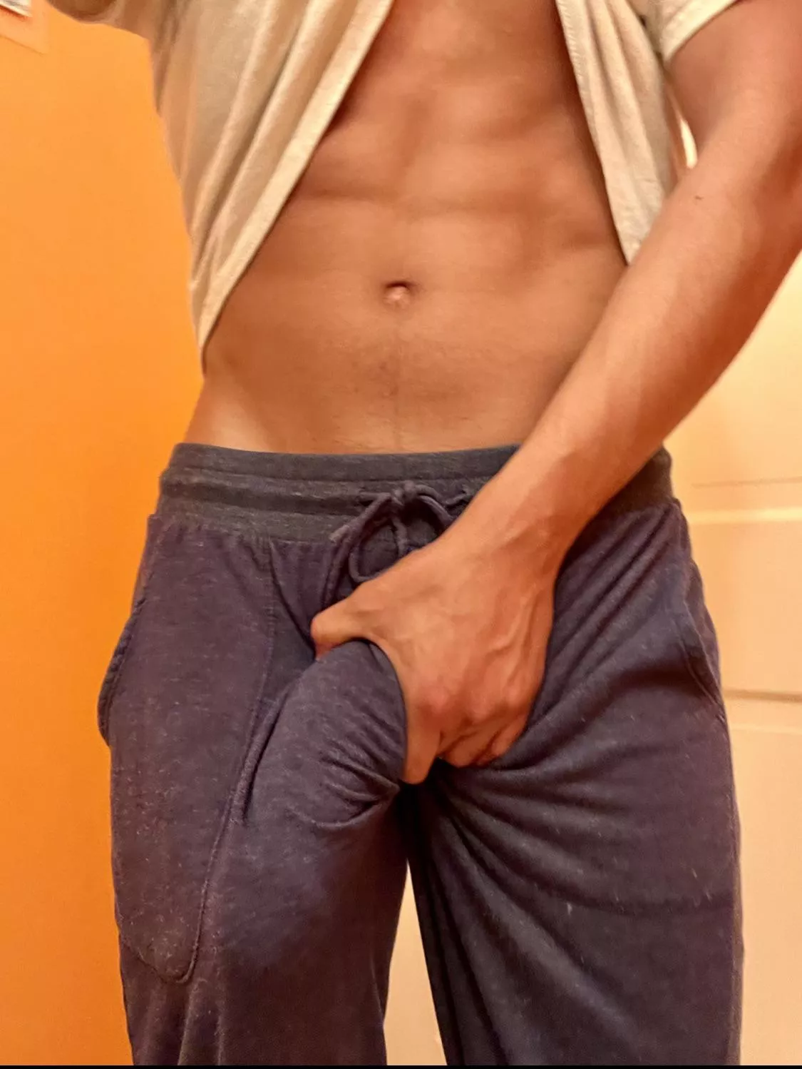 Can you see my massive cock growing in these sweatpants?