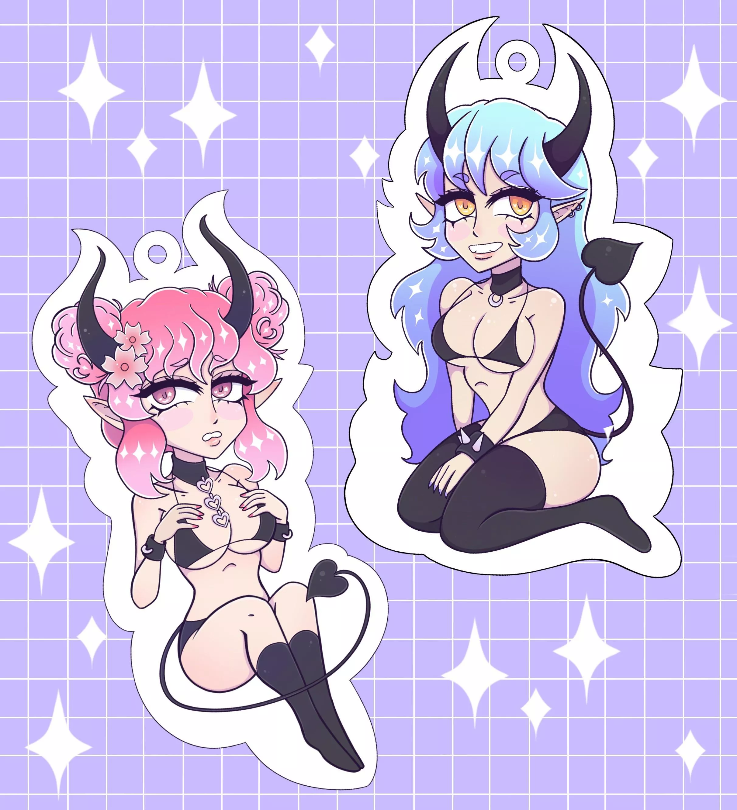 Cute succubus gals I drew 🌸