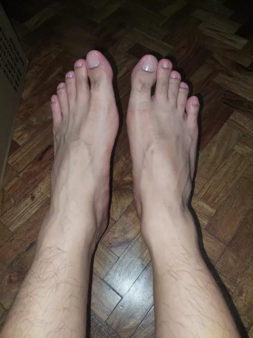 Fresh from a foot spa and pedicure