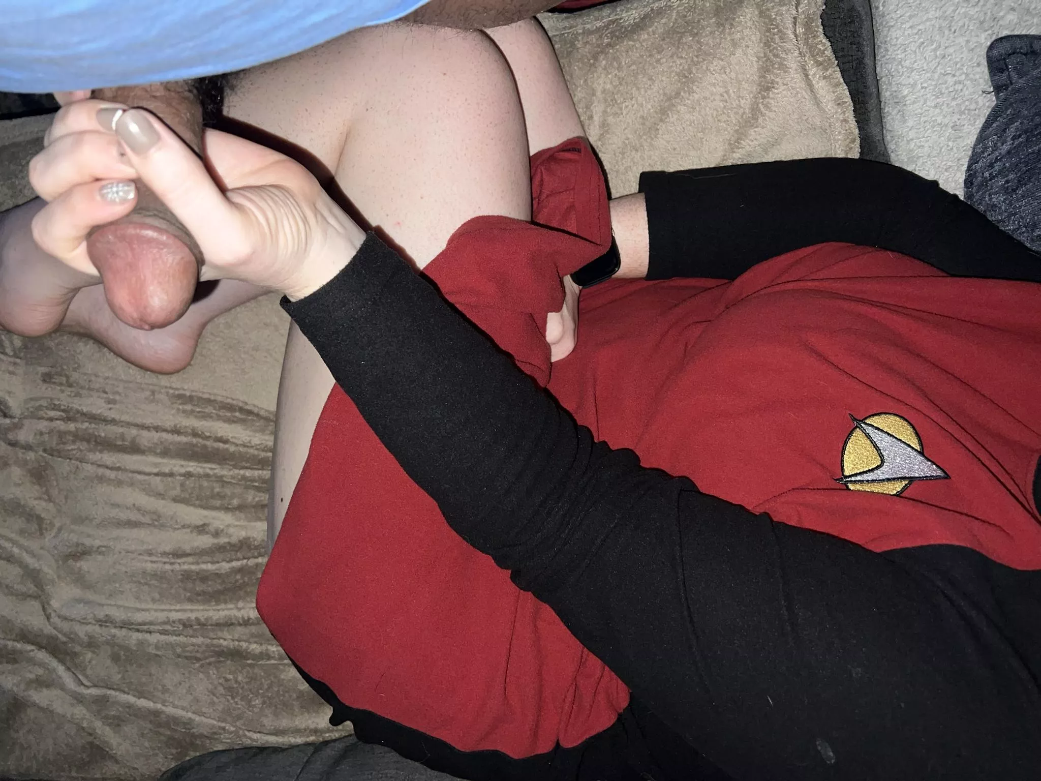 Giving him a squeeze