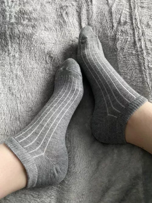 Grey and white socks for sale 🖤🤍 Let me know what you think! $15 with shipping included and 1 day wear