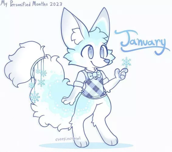 January if they were a furry! (Credit goes to Creepincrawlart on Instagram)
