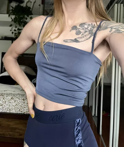 Love how this silky tank looks on my flat chest