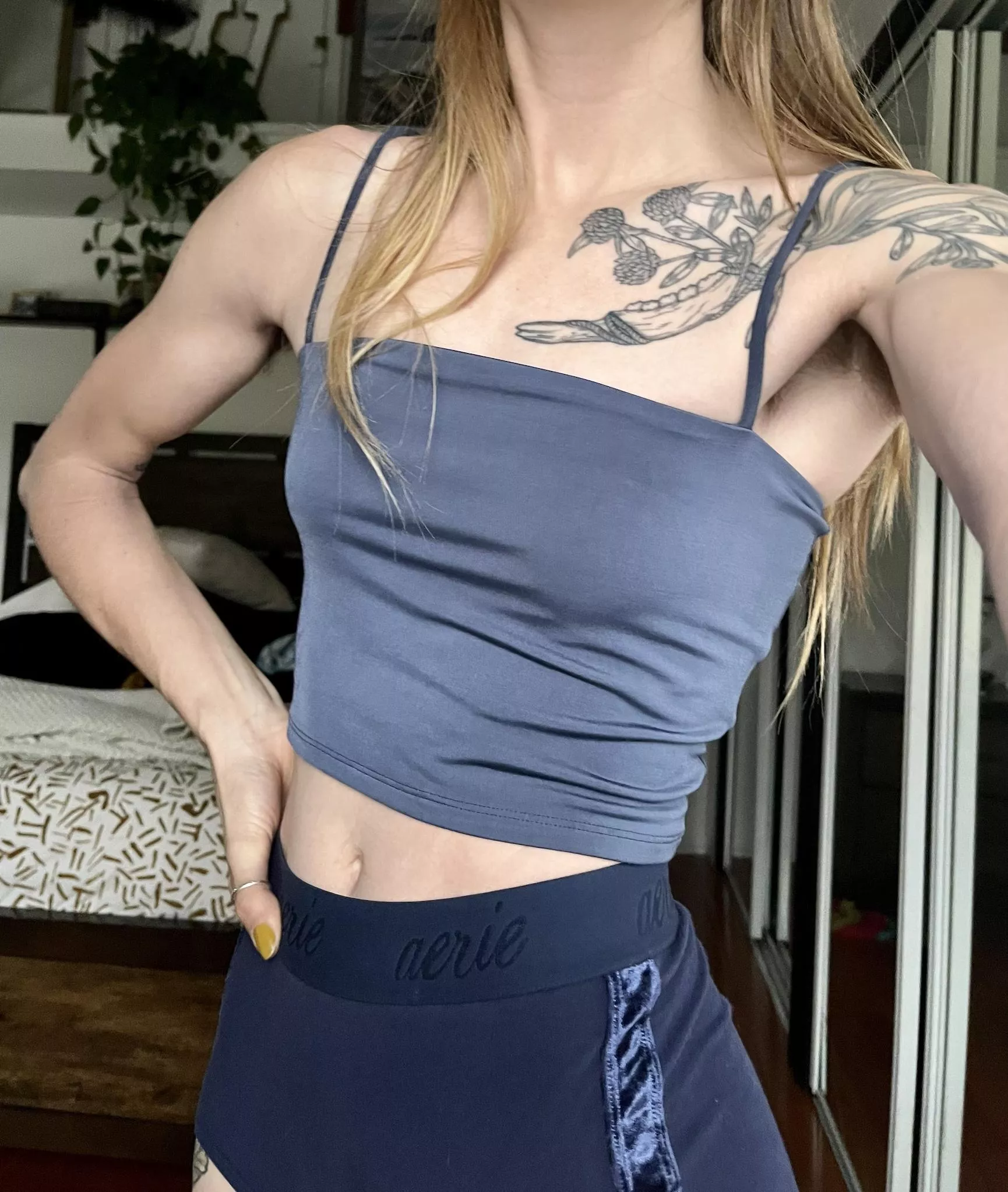 Love how this silky tank looks on my flat chest