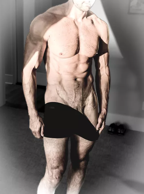 My arms aren’t long enough to drop my underwear all the way. Would you be willing to help?