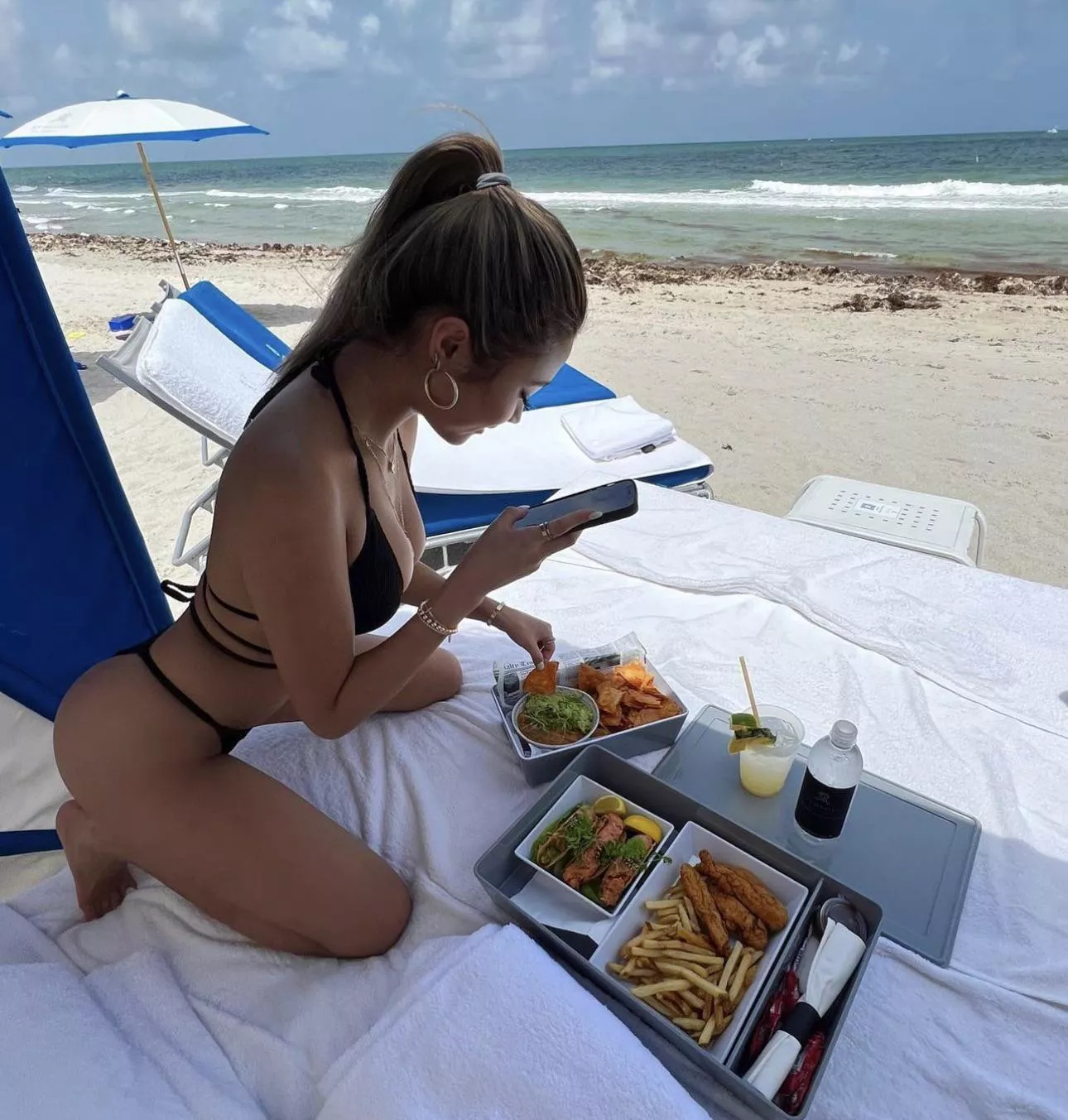 Posting her meal