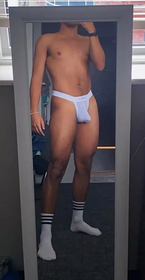 Sheer white thong jock
