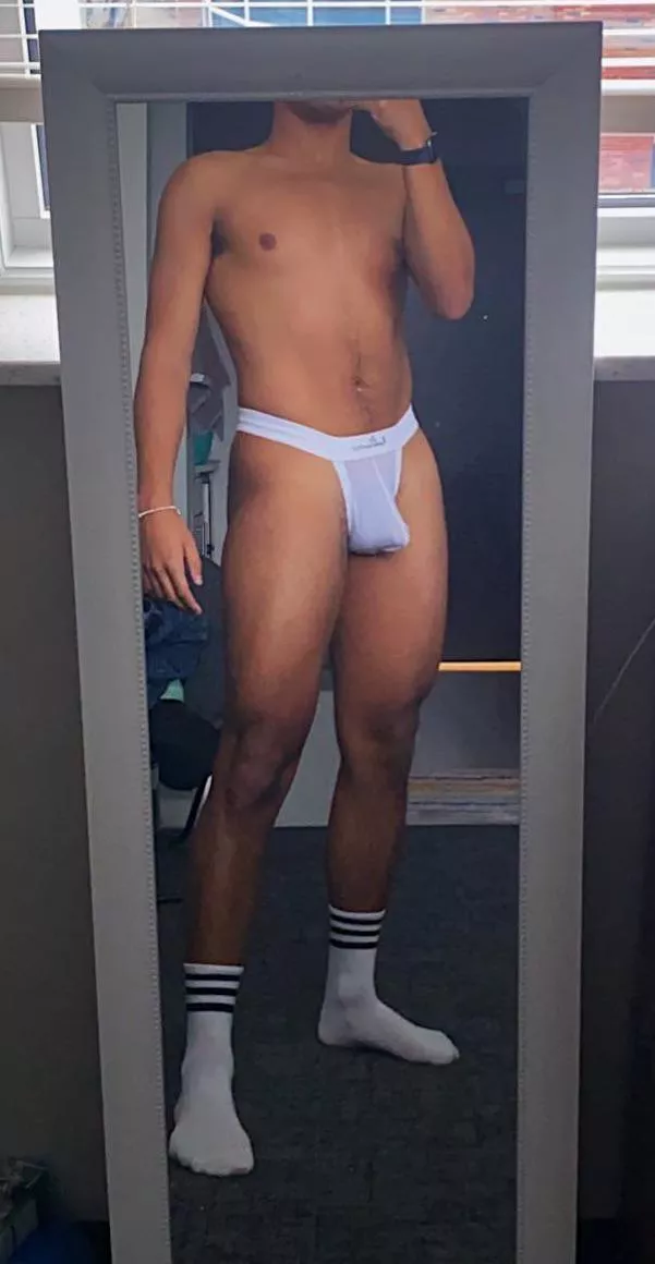 Sheer white thong jock