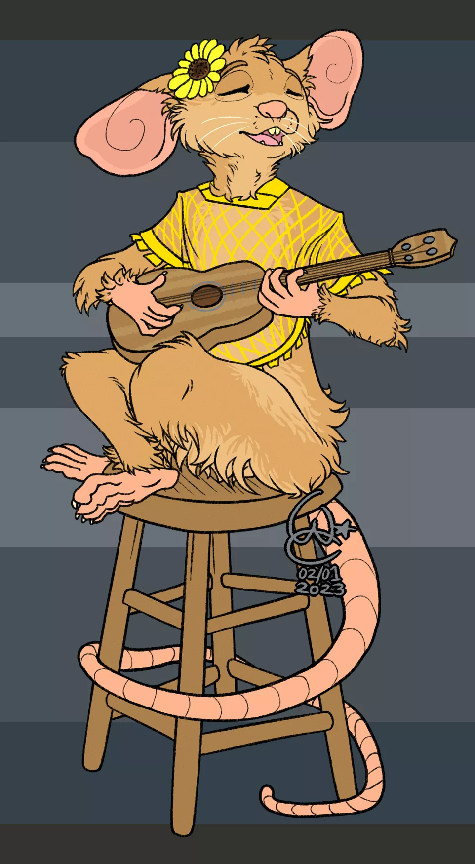 Sunflower and his Ukulele :) (Commission by me )