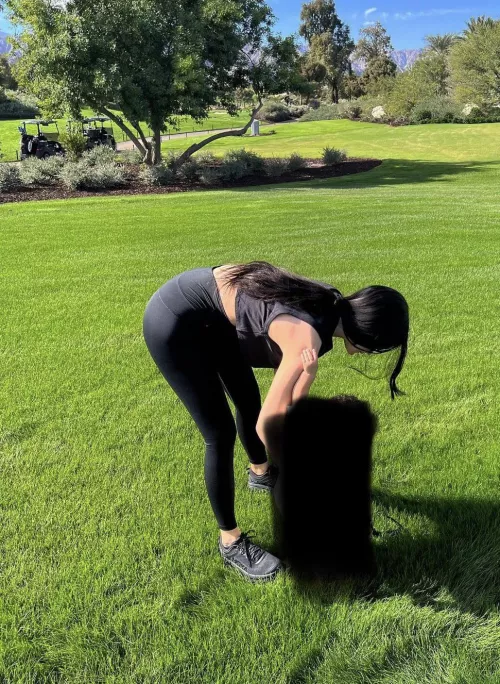 Bent over in leggings