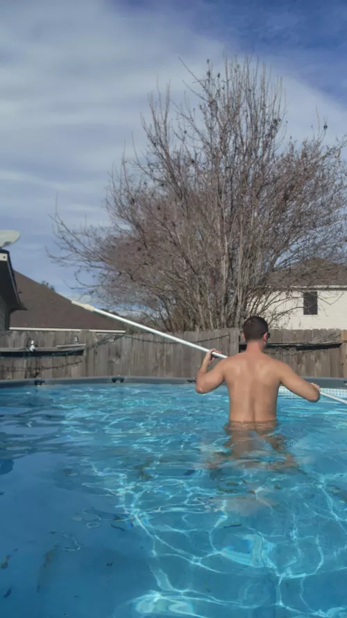 Cleaning the pool today