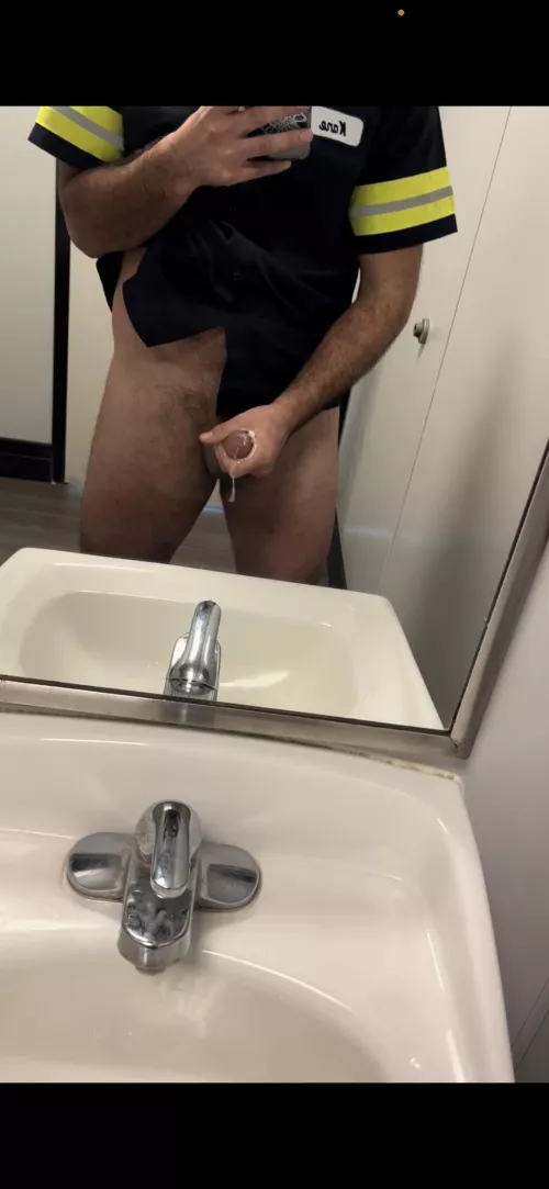Cumming for my GF in subway bathroom