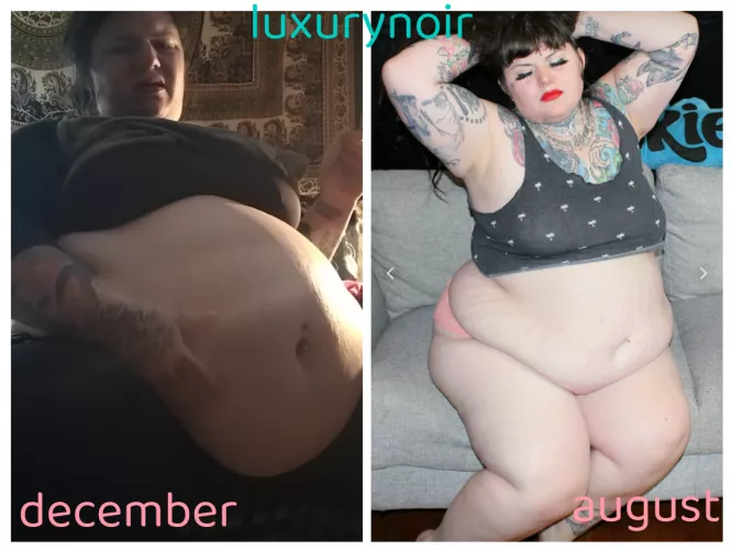 december 26 vs august 31, so much food in so little time 😍🐖