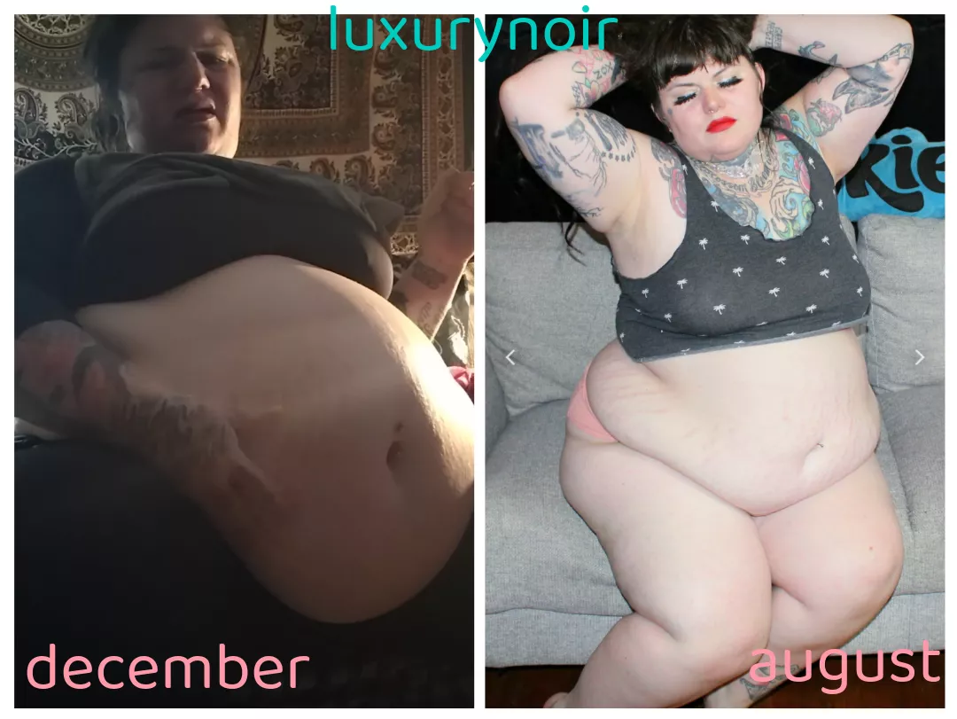 december 26 vs august 31, so much food in so little time 😍🐖