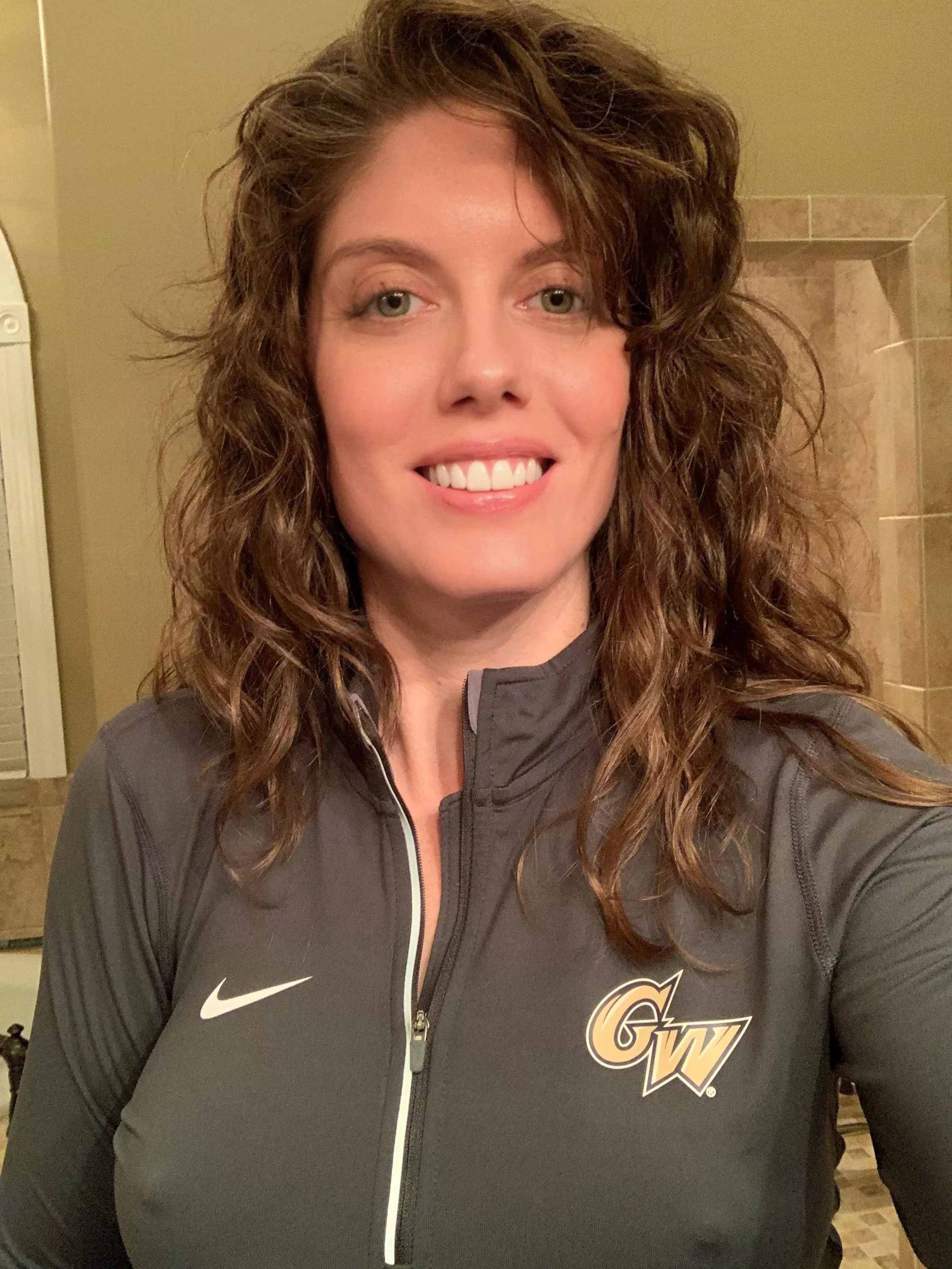 Early workout, no bra required