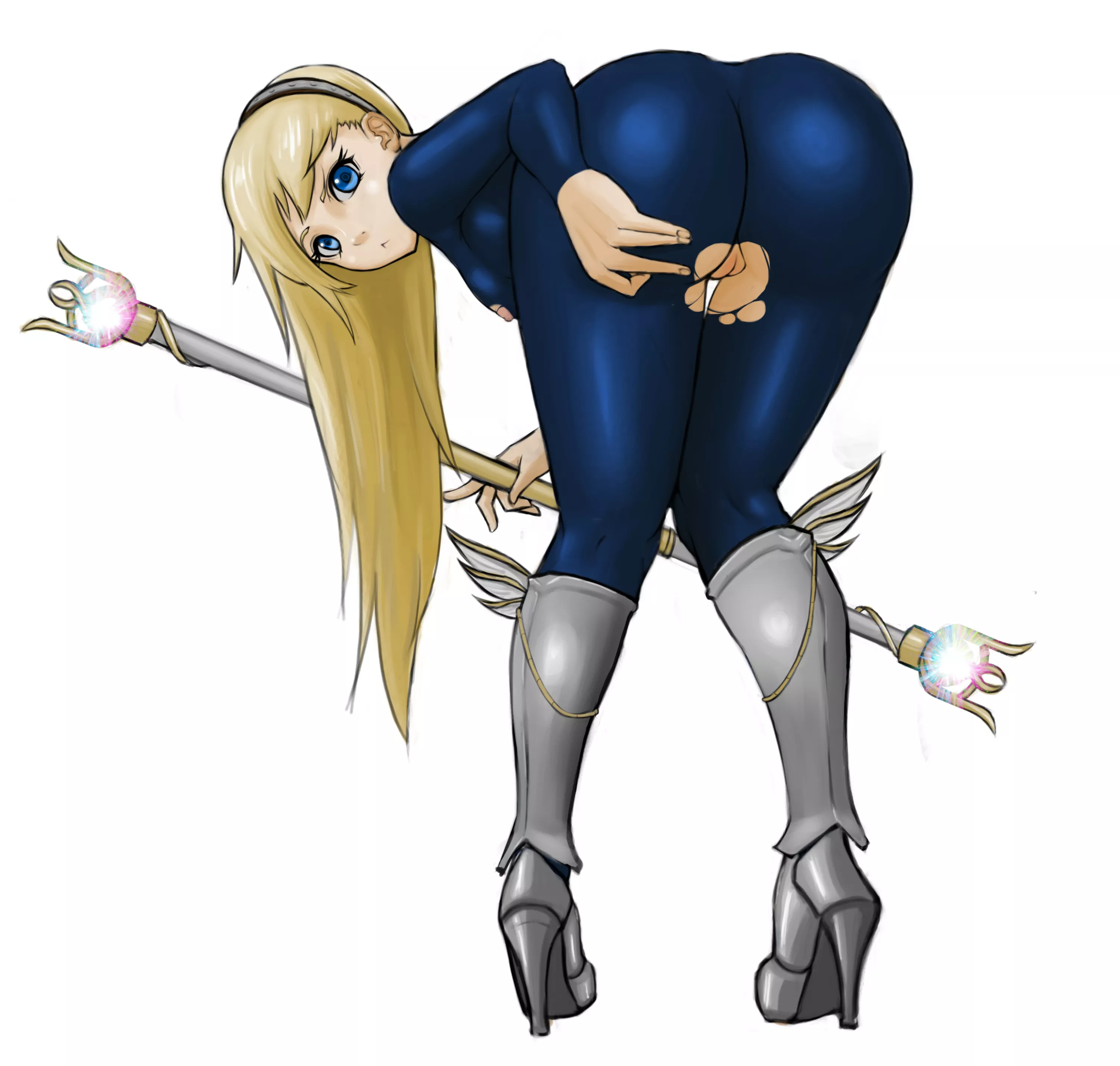 Lux bending over to reveal her gorgeous little pussy (DarkRumi/Birren)