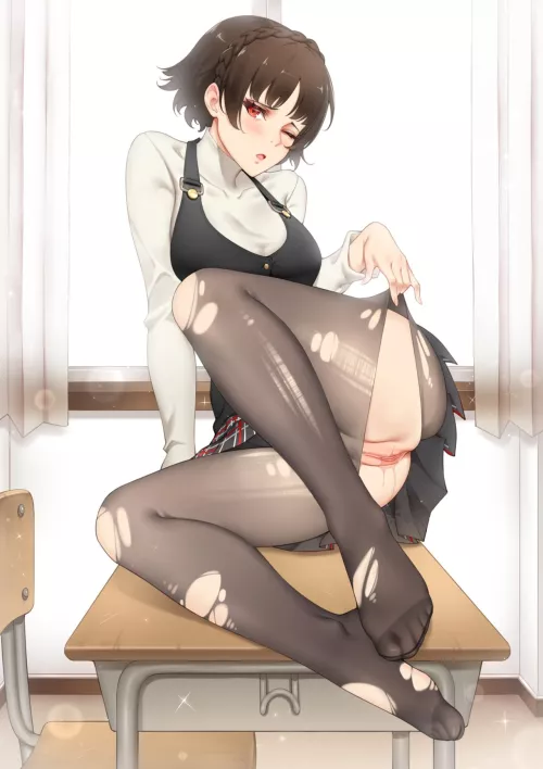 Makoto exposing her wet pussy (KinHasu) [Persona 5]