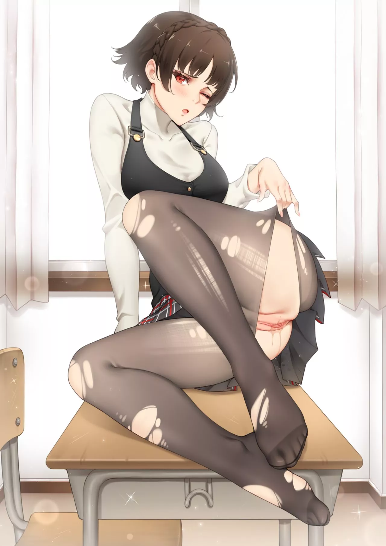 Makoto exposing her wet pussy (KinHasu) [Persona 5]