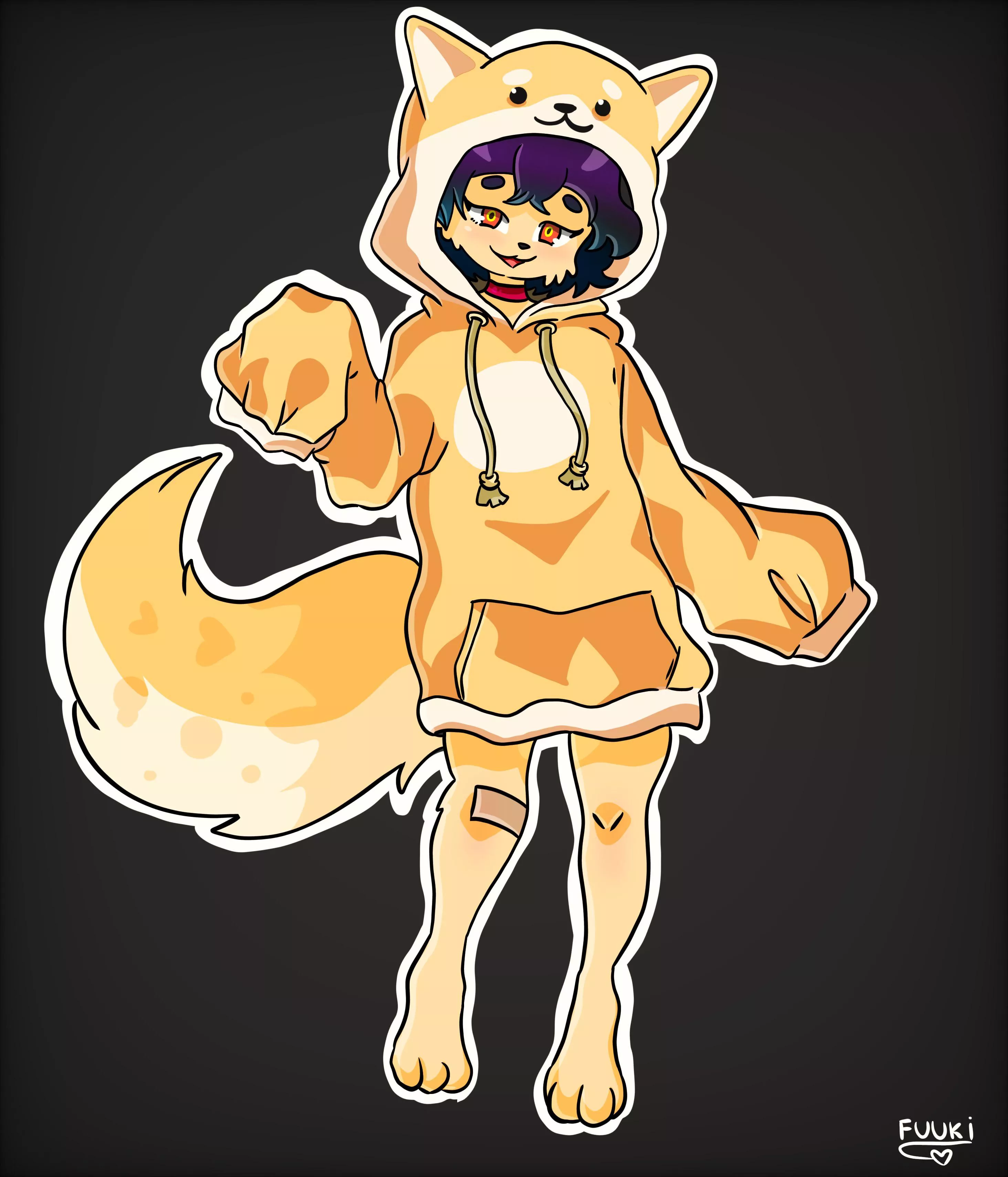 My fursona in an oversized Shiba Inu hoodie >w< (Fuuki).
