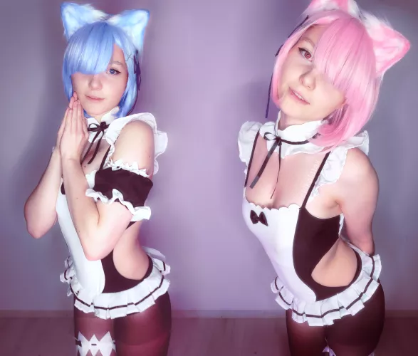 Neco Maid Rem and Ram Swimsuit Cosplay from Re:Zero by akikolatex