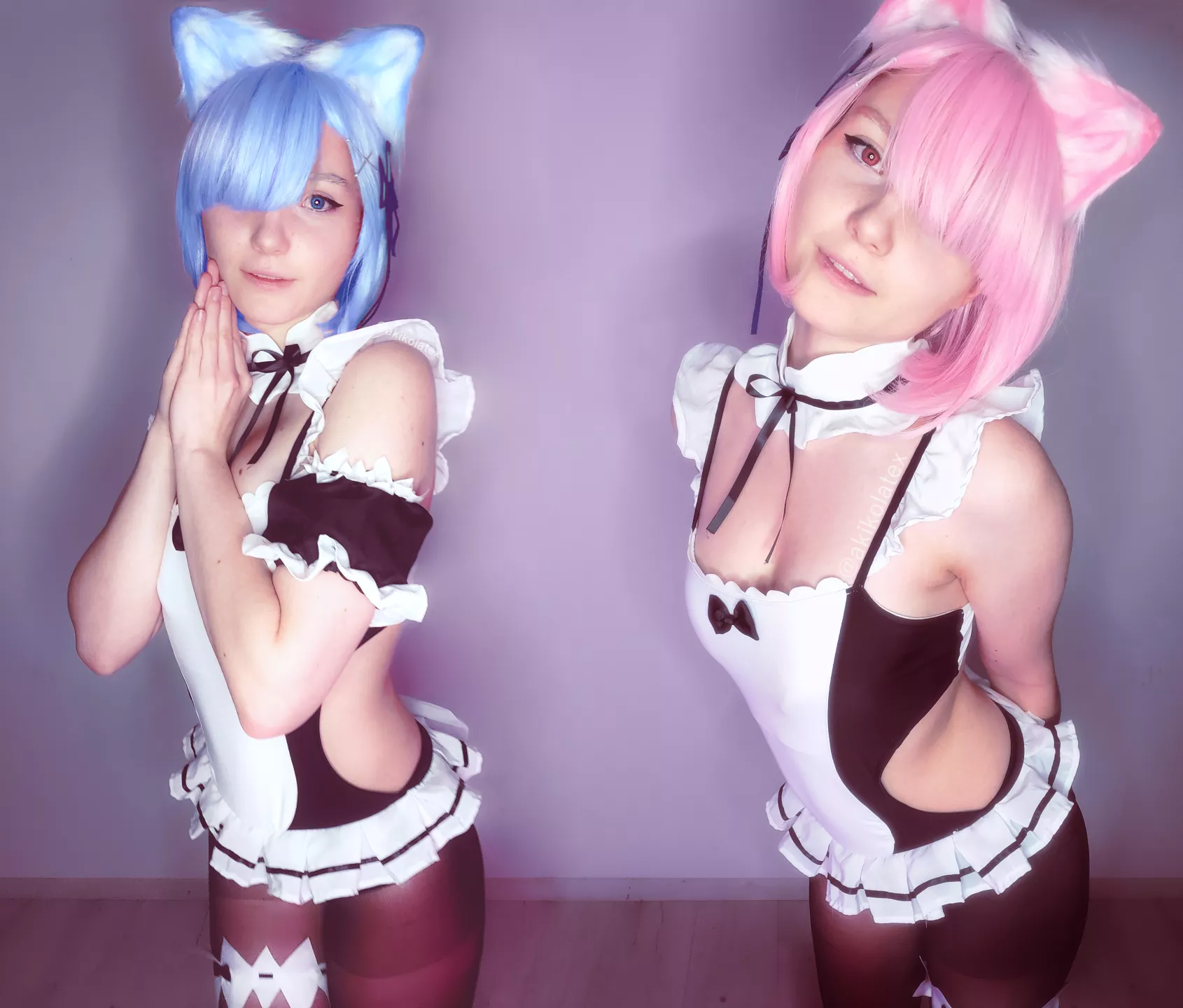 Neco Maid Rem and Ram Swimsuit Cosplay from Re:Zero by akikolatex