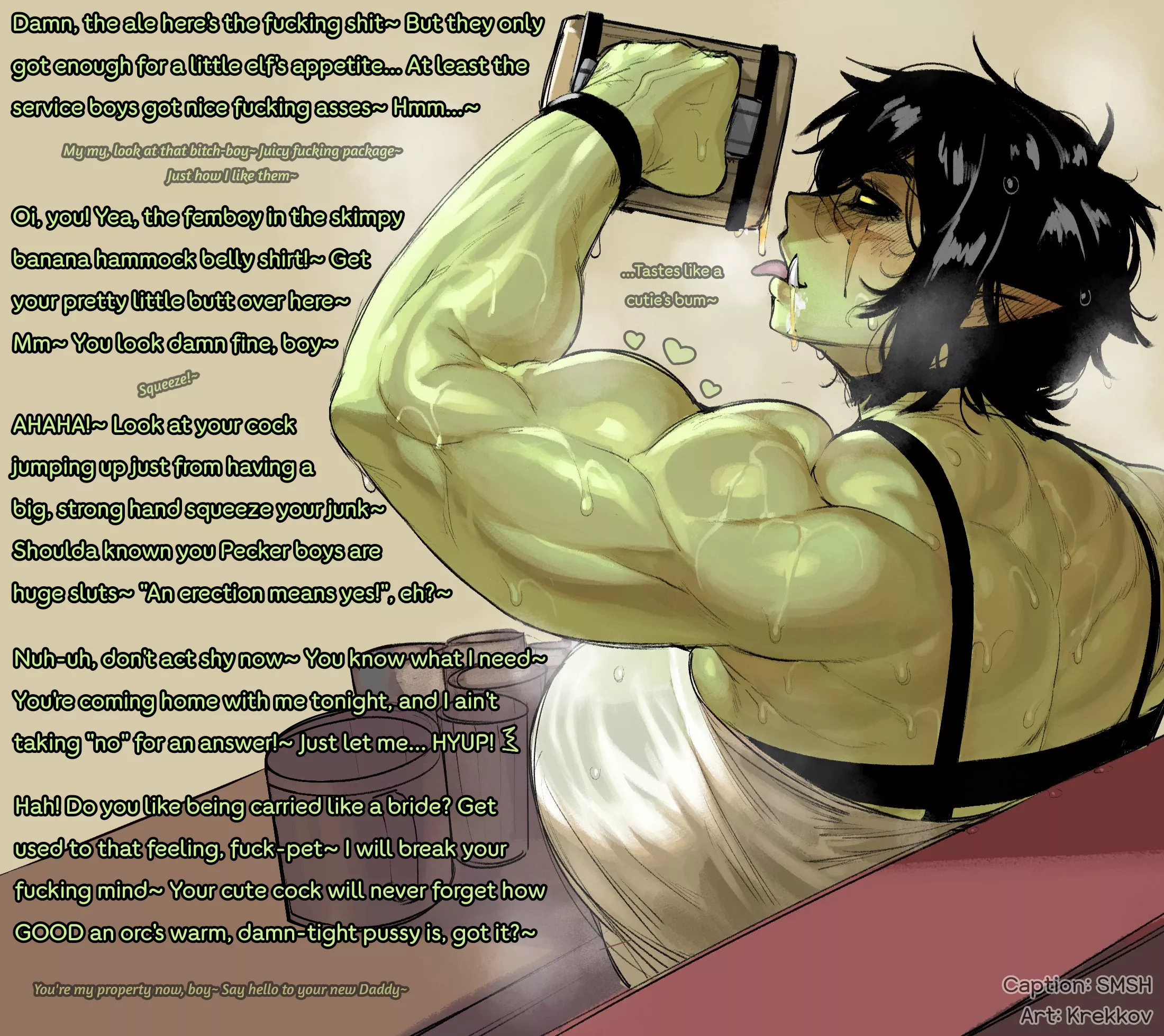 Orc Takes A Peckers Boy [Orc Girl] [Fdom/Msub] [POV: You Are Femboy] [Isekai Hooters] [Puns] [Seduction] [Princess Carry] [Yer Mine] [4/365]