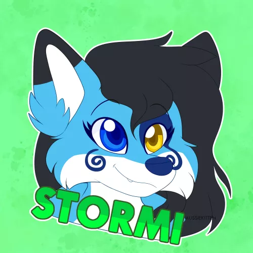 Stormi fursuit badge! | [Art by myself @aussie_kitten on Twitter for @/StormiFolf ]