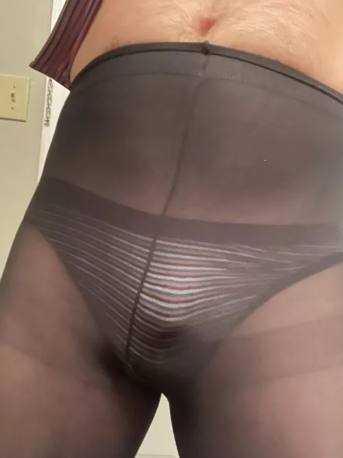Wearing wife’s panties and hose