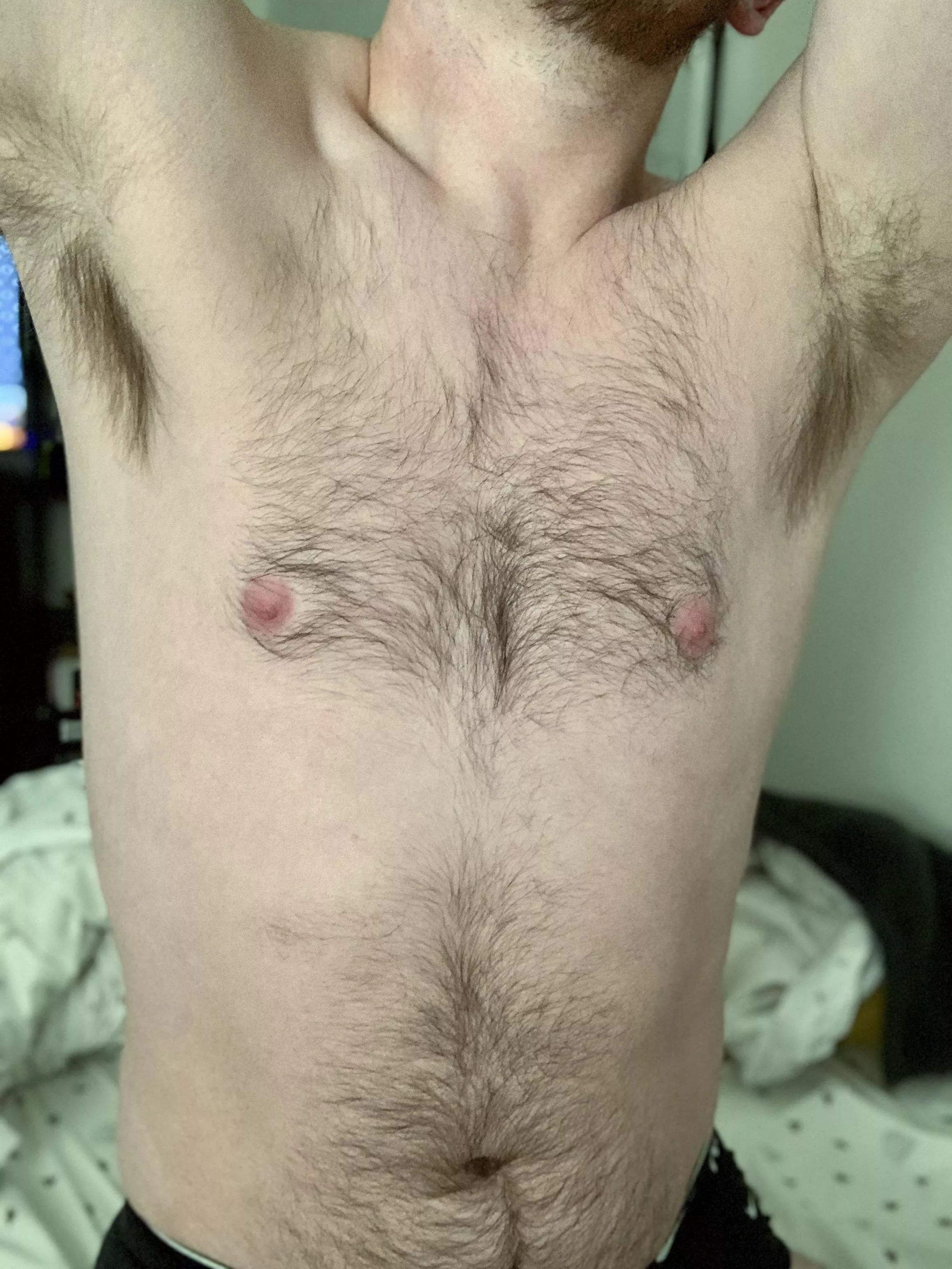 Wish my hair grew in fuller but at least I’m hairy 🤠