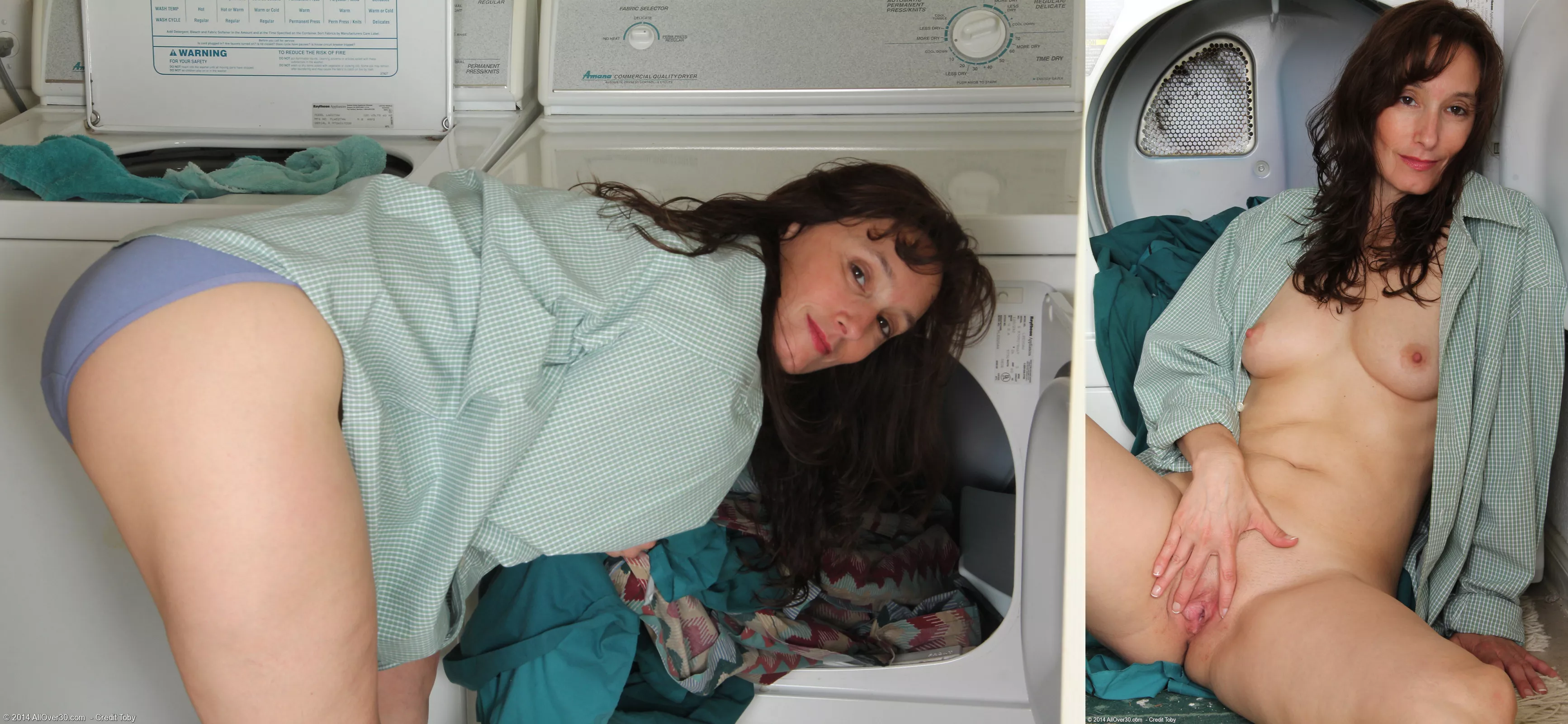 Celeste Carpenter doing the laundry