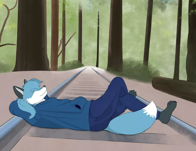 Chillin' on the tracks (gift art by me)
