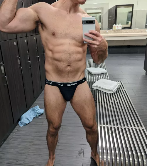 Flexing in my jock for whoever walks by