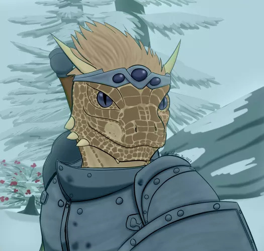 Gold-Scale: Argonian Paladin of Stendarr (art by me)