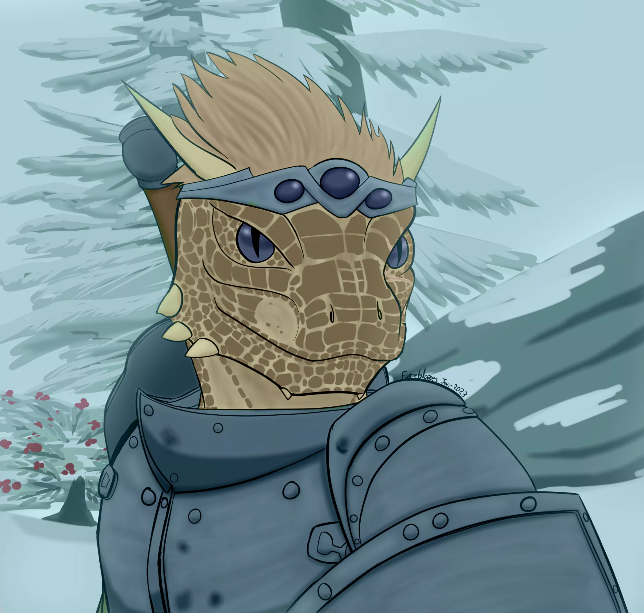Gold-Scale: Argonian Paladin of Stendarr (art by me)