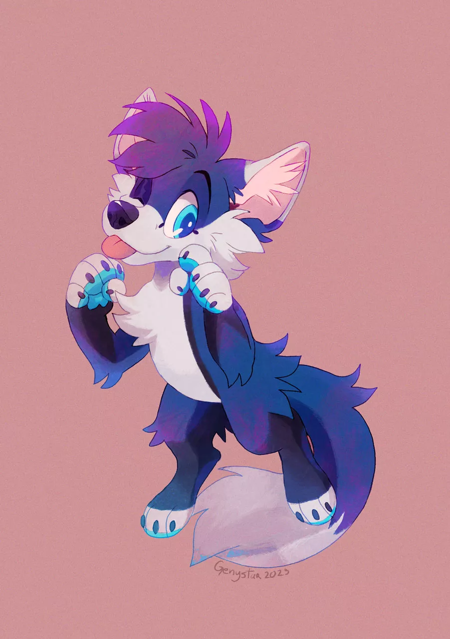 Happy Blue Wolf (art by me @GGenystar)