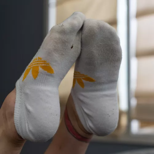 I bet you're dying to have my warm socks on your [f]ace