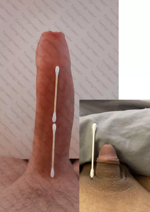 Me (right) and u/Teengrower (left), his tip alone outsized my entire cock (yes I’m fully hard in that pic lol)