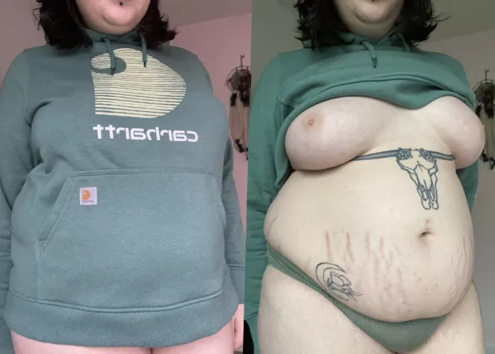 Never trust a girl with a big baggy hoody, she might be hiding something 😳