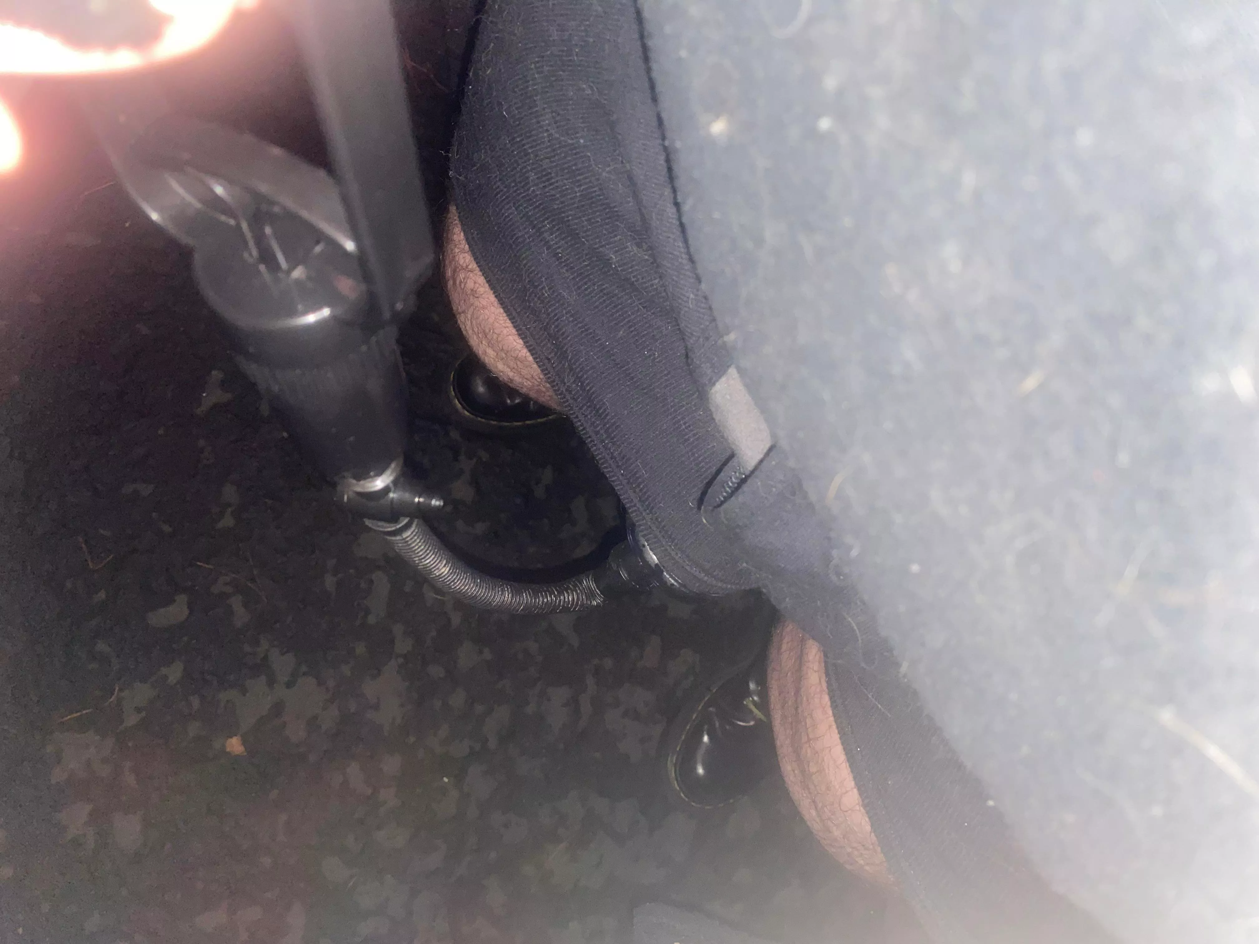 Outdoor pumping in parking lot. (he/him)