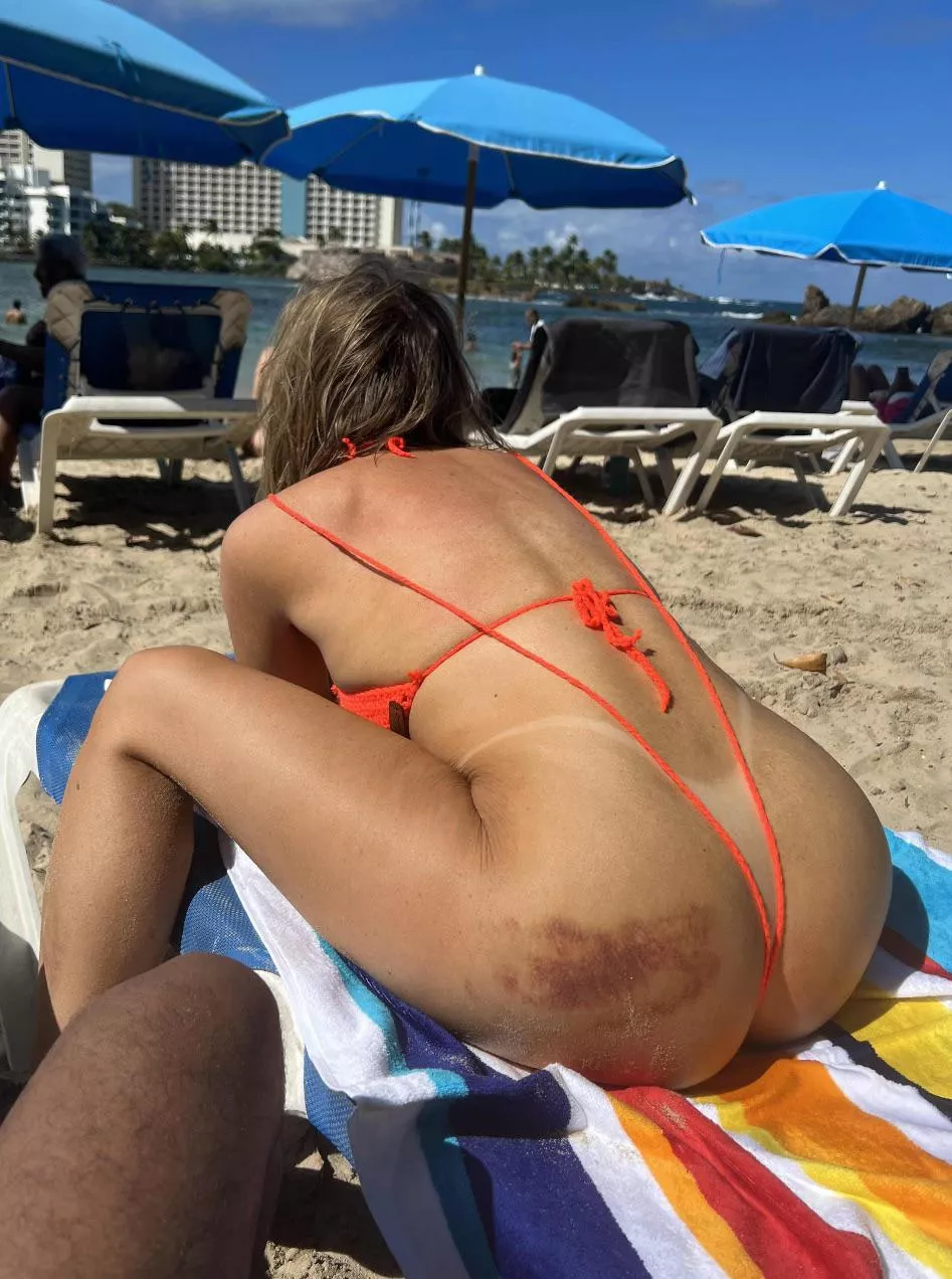 She was a bad girl the night before we went to the beach.