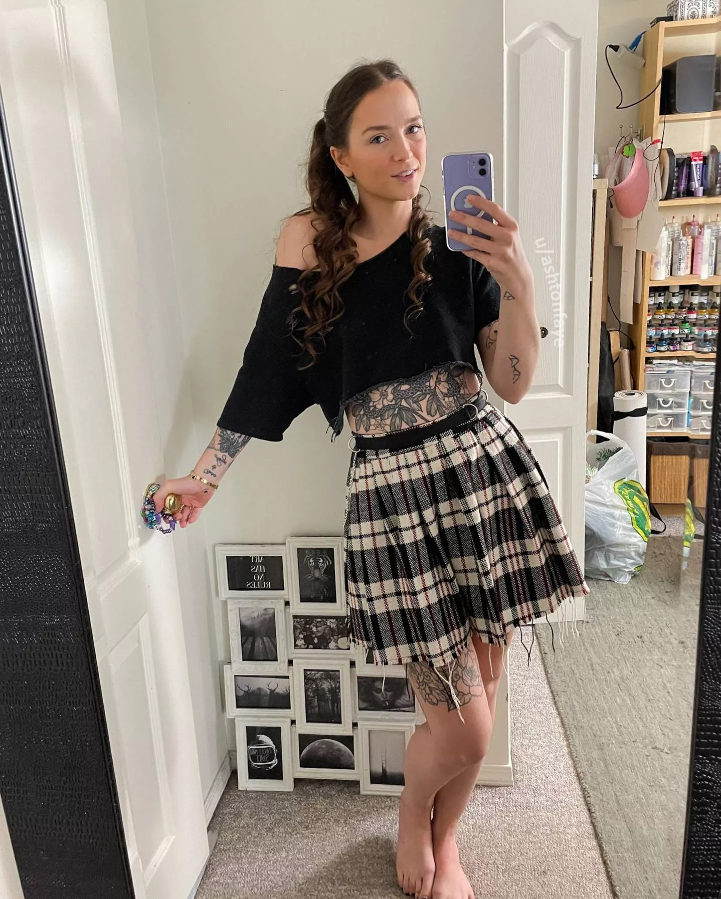 Short skirt and tattoos