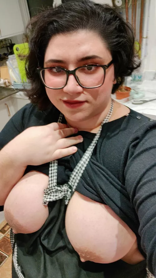 Was time to prepare dinner. Need a cook? Because I sure need a cock 😏